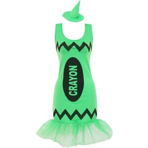 I Love Fancy Dress Ladies Green Crayon Dress - Small I Love Fancy Dress Ladies Green Crayon Dress - Small