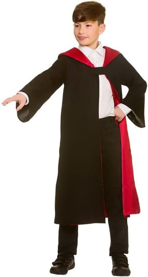 Why Not Shop UK Ltd Childrens Deluxe Wizards Robe Red And Black One Size Fits Up To Age 10