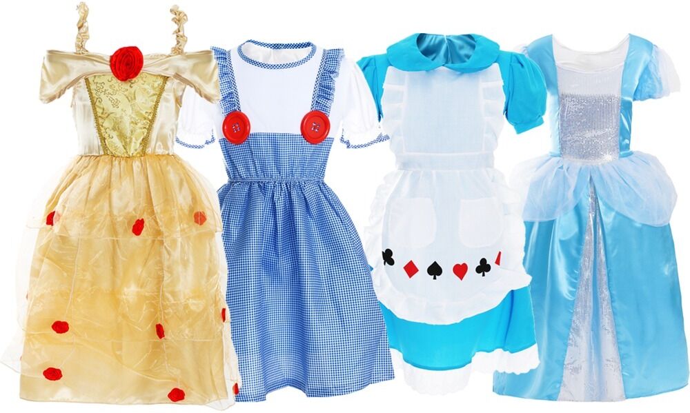 I Love Fancy Dress Girls Dress Up Set - Golden Princess, Kansas Girl, Wonderland Dress, Blue Princess - Medium