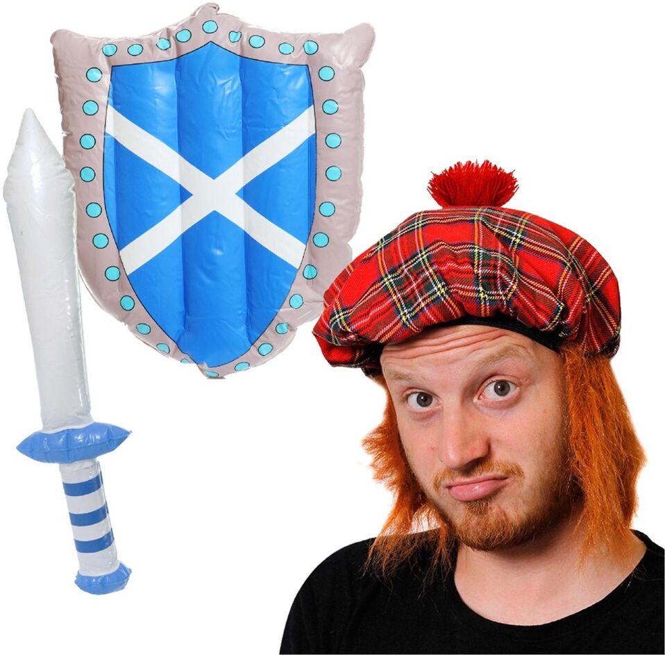 I Love Fancy Dress Scotts Inflatable Sword & Sheild Set with Tam O Shanter - Pack of 1