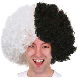 I Love Fancy Dress Black and White Supporters Afro Wig - Single I Love Fancy Dress Black and White Supporters Afro Wig - Single