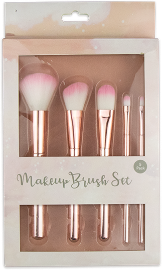 MantraRaj Infotech LTD. MantraRaj Pink Chrome Makeup Brush Set 5Pcs Personal Make Up Brush Kit Beauty Powder Angled Foundation Brush Foundation Concealer Eyeshadow Lipstick B