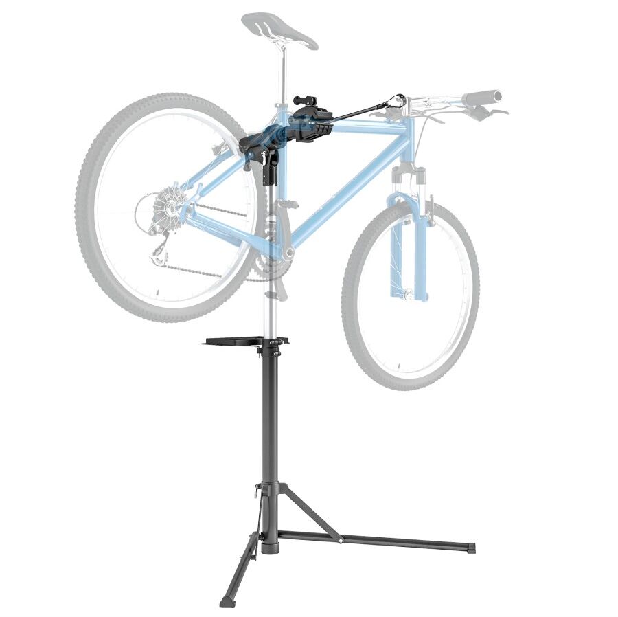 MHSTAR UK LTD HOMCOM Bike Repair Stand, Heavy Duty Bike Stand for Maintenance, Max Load 40kg, Height Adjustable, Foldable and 360° Rotatable for Road Bike, Mountai