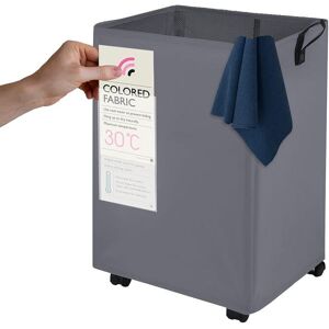 MantraRaj Infotech LTD. 60L Collapsible Light Weight Laundry Basket on Wheels Mesh Cover Leather Handles