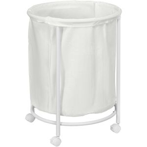 MHSTAR UK LTD HOMCOM 100L Rolling Laundry Basket on Wheels, 50cm Round Laundry Hamper with Removable Bag and Steel Frame for Bedroom, Bathroom, Laundry Room, Cream