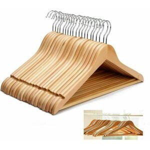 MantraRaj Infotech LTD. MantraRaj Natural Clothes Hangers Wooden Coat Hangers Wood Clothes Hanger Non Slip Pants Bar And Notches Round Trouser Bar And Shoulder Notches Suit H