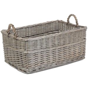 Red Hamper Shallow Antique Wash Storage Wicker Basket - Small Red Hamper Shallow Antique Wash Storage Wicker Basket - Small
