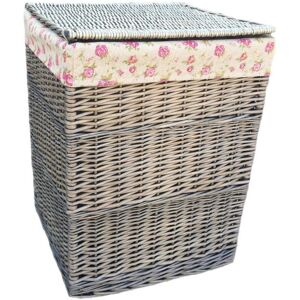 Red Hamper Antique Wash Square Garden Rose Cotton Lined Laundry Basket - Set of 2 Red Hamper Antique Wash Square Garden Rose Cotton Lined Laundry Basket - Set of 2