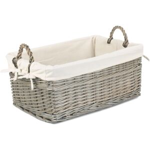 Red Hamper Shallow Cotton Lined Antique Wash Storage Wicker Basket - Medium Red Hamper Shallow Cotton Lined Antique Wash Storage Wicker Basket - Medium