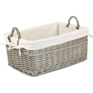 Red Hamper Shallow Cotton Lined Antique Wash Storage Wicker Basket - Small Red Hamper Shallow Cotton Lined Antique Wash Storage Wicker Basket - Small