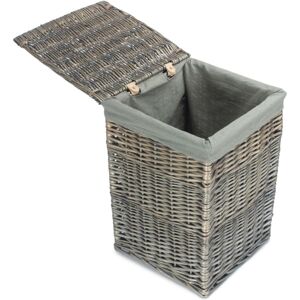Red Hamper Antique Wash Square Laundry Basket with Grey Sage Lining - Small Red Hamper Antique Wash Square Laundry Basket with Grey Sage Lining - Small