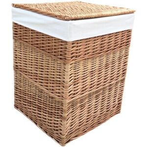Red Hamper White Lining Light Steamed Square Laundry Wicker Basket - Large Red Hamper White Lining Light Steamed Square Laundry Wicker Basket - Large
