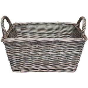 Red Hamper Wicker Antique Wash Finish Handled Unlined Storage Basket - Medium Red Hamper Wicker Antique Wash Finish Handled Unlined Storage Basket - Medium