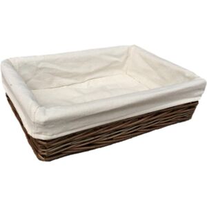 Red Hamper Lined Antique Wash Rectangular Straight Sided Wicker Tray - Small Red Hamper Lined Antique Wash Rectangular Straight Sided Wicker Tray - Small