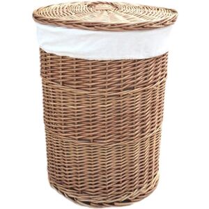 Red Hamper Light Steamed Round White Cotton Lined Laundry Baskets - Set of 2 Red Hamper Light Steamed Round White Cotton Lined Laundry Baskets - Set of 2