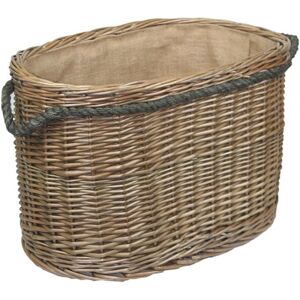 Red Hamper Oval Rope Handled Wicker Log Basket - Small Red Hamper Oval Rope Handled Wicker Log Basket - Small