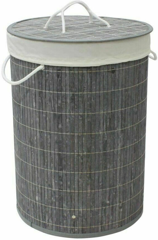 MantraRaj Infotech LTD. MantraRaj Round Bamboo Collapsible Laundry Basket Washing Basket Wooden Laundry Basket With Lid Laundry Hamper Bin With Handles Dirty Clothes Bask