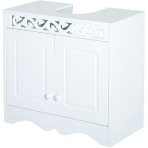 MHSTAR UK LTD HOMCOM Bathroom Under Sink Storage Cabinet 2 Door Wooden Cupboard Vanity Units