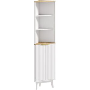 MHSTAR UK LTD HOMCOM Tall Bathroom Storage Cabinet, Slim Bathroom Storage Unit with Doors and Adjustable Shelves, Freestanding Bathroom Cabinet with Curved Profile