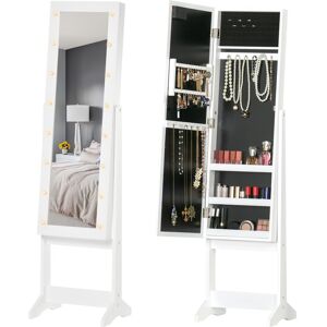 MHSTAR UK LTD HOMCOM Free Standing LED Mirrored Jewelry Cabinet Armoire Floor Organiser