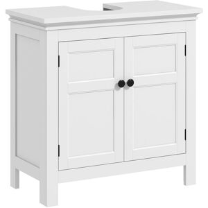 MHSTAR UK LTD HOMCOM Under Sink Bathroom Cabinet, Freestanding Bathroom Sink Cabinet with Adjustable Shelf for Wall-Mounted Sinks, 60 x 30 x 60cm, White