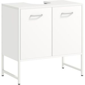 MHSTAR UK LTD HOMCOM Under Sink Bathroom Cabinet, Freestanding Under Sink Cabinet with Soft-Close Doors and Adjustable Shelf for Basin without or with Pedestal, Whi
