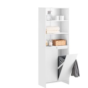 SoBuy Commercial GmbH SoBuy BZR155-W, Bathroom Tall Cabinet Cupboard Bathroom Storage Cabinet with 2 Laundry Baskets, White