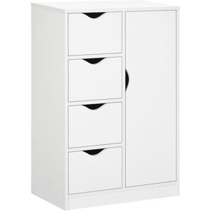 MHSTAR UK LTD HOMCOM Freestanding Bathroom Cabinet with 4 Drawers and Door Cupboard White