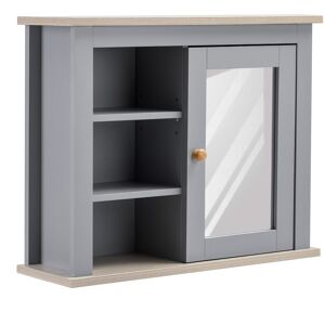 MHSTAR UK LTD kleankin Bathroom Wall Mirror Cabinet, Cupboard with Door, Storage Cabinet with Adjustable Shelf for Corridors Living Rooms, Grey
