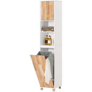 SoBuy Commercial GmbH SoBuy BZR74-W, Bathroom Tall Cabinet Cupboard Storage Cabinet with Laundry Basket, White