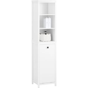 SoBuy Commercial GmbH SoBuy BZR95-W, Bathroom Tall Cabinet Cupboard Storage Cabinet with Laundry Basket, White