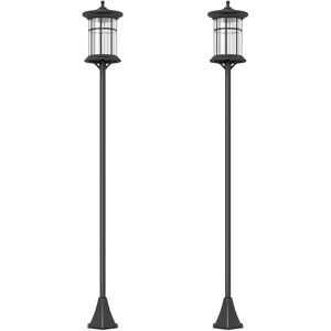 MHSTAR UK LTD Outsunny 2 Pack 1.8m Garden Lamp Post Lights, LED Outdoor Solar Post Lights, Waterproof IP44 for Patio, Garden, Pathway, Cool White