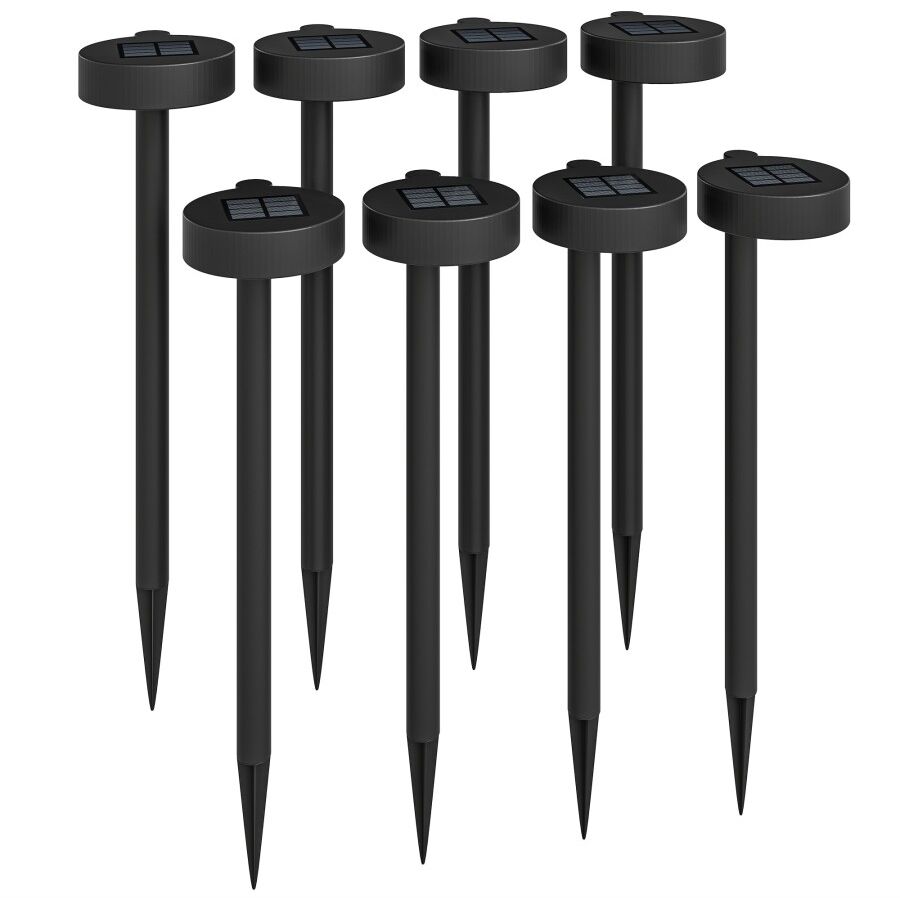 MHSTAR UK LTD Outsunny Solar Lights Outdoor Garden Stake 8 Pack Pathway Lighting, Solar Stake Lights with Auto On/Off LED, IP44 Waterproof Plastic Outdoor Garden Li