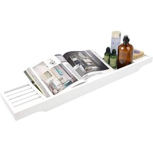 MantraRaj Infotech LTD. Bamboo Wooden Bath Caddy Tray Bridge Bathtub Rack Tidy Bathroom Shelf Organizer
