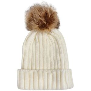 XS-Stock.com Ltd Womens Pom Pom Bobble Beanie Hat Knitted Faux Fur 5 Colours - Cream XS-Stock.com Ltd Womens Pom Pom Bobble Beanie Hat Knitted Faux Fur 5 Colours - Cream