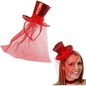 I Love Fancy Dress Mini Red Glitter Fascinator Top Hat - Single I Love Fancy Dress Mini Red Glitter Fascinator Top Hat - Single