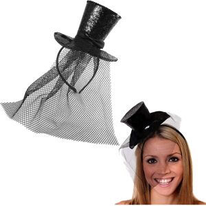 I Love Fancy Dress Mini Black Glitter Fascinator Top Hat - Single I Love Fancy Dress Mini Black Glitter Fascinator Top Hat - Single
