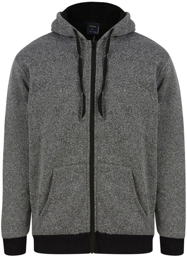 XS-Stock.com Ltd Mens Sherpa Lined Hoodie Full Zip Fleece Jacket Prescott - Dark Grey - S