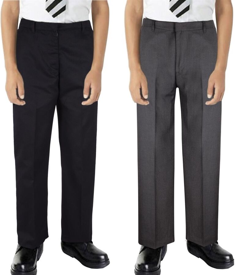A2Z 4 KIDS LIMITED Kids Boys Pants Plain School Uniform Pull Up Regular Fit Elasticated Trouser - Grey - 5-6