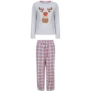 XS-Stock.com Ltd Womens Christmas Pyjama Set Rudolph Print/Check Bottoms - Grey/Pink - S XS-Stock.com Ltd Womens Christmas Pyjama Set Rudolph Print/Check Bottoms - Grey/Pink - S
