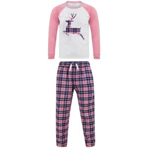 XS-Stock.com Ltd Womens Christmas Pyjama Set Reindeer/Stag Check Bottoms - Pink/Navy - L XS-Stock.com Ltd Womens Christmas Pyjama Set Reindeer/Stag Check Bottoms - Pink/Navy - L