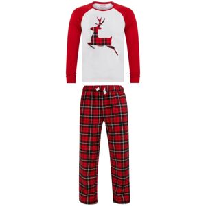 XS-Stock.com Ltd Womens Christmas Pyjama Set Reindeer/Stag Check Bottoms - Red/White - L XS-Stock.com Ltd Womens Christmas Pyjama Set Reindeer/Stag Check Bottoms - Red/White - L