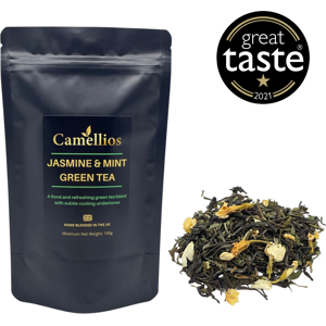 Jasmine and Mint Green Tea, Green Loose Leaf Tea, Camellios - 100g Jasmine and Mint Green Tea, Green Loose Leaf Tea, Camellios - 100g