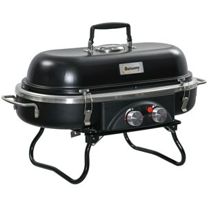 MHSTAR UK LTD Outsunny Foldable 2 Burner Gas BBQ Grill