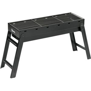 MHSTAR UK LTD Outsunny Portable Charcoal Grill with Pull-Out Charcoal Basin, Folding Tabletop Barbecue, Compact Camping BBQ, Galvanised Metal, 73 x 20 x 35 cm, Blac
