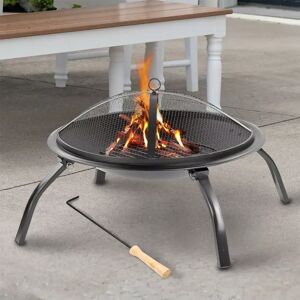 Easy Shopping World Portable Round Fire Pit Bowl with Lid & Grill for Outdoor Heating Easy Shopping World Portable Round Fire Pit Bowl with Lid & Grill for Outdoor Heating