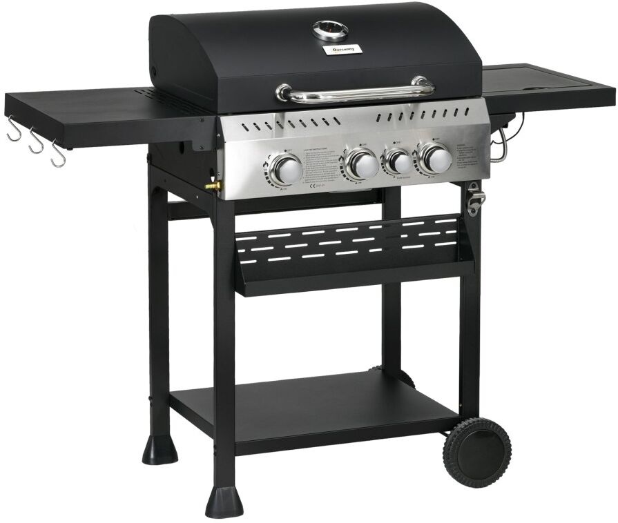 MHSTAR UK LTD 3+1 Burner Propane BBQ Grill w/ Thermometer