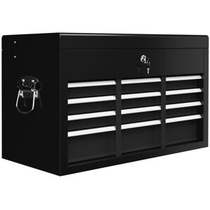 MHSTAR UK LTD HOMCOM 6 Drawer Tool Chest, Lockable Metal Tool Box with Top Case, Ball Bearing Runners, Portable Toolbox, 600mm x 260mm x 340mm, Black