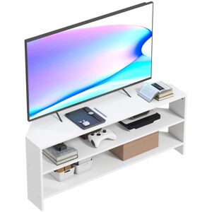 MHSTAR UK LTD HOMCOM Corner TV Stand for 47 Inch Television, Modern TV Unit with 2 Open Shelves for Living Room, Bedroom, White