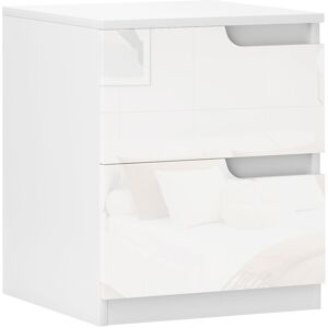 MHSTAR UK LTD HOMCOM Bedside Table, Bedside Cabinet with 2 Drawers, Modern Side Table with Storage for Bedroom, Living Room, White